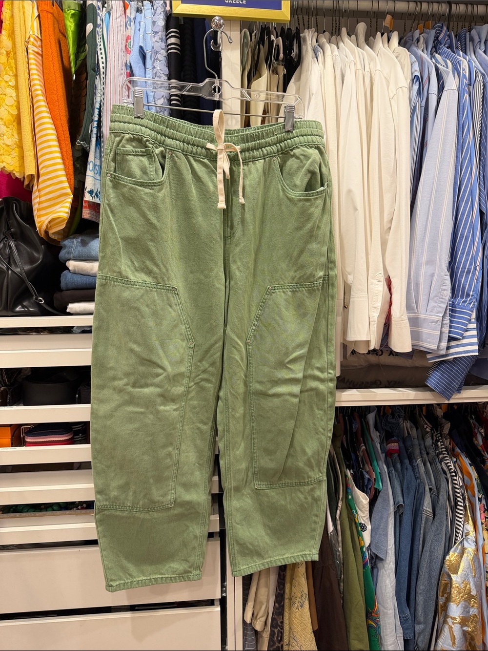 Barrel Casual Olive Drawstring Jeans